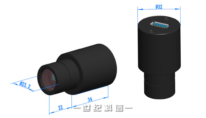 S3CMOS系列目镜筒式USB3.0 CMOS相机尺寸图