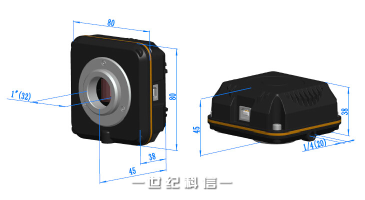 LCMOS系列C接口USB2.0 CMOS相机外形尺寸示意图 （来源：微视界）
