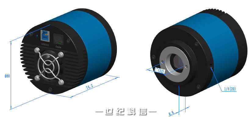 MG3CMOS系列C接口USB3.0风扇散热CMOS相机尺寸示意图